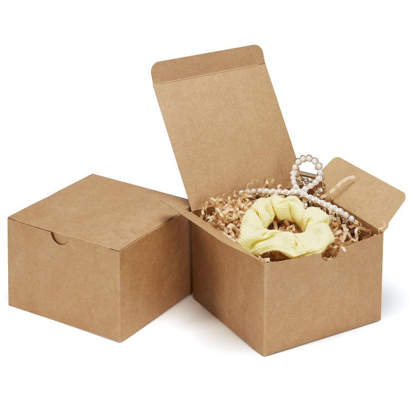 Eupako Brown Gift Boxes 5x5x3.5 25 Pack Kraft Paper Gift Boxes with Lids for Gifts, Crafting, Wedding, Birthday, Party, Cupcake - Image 1